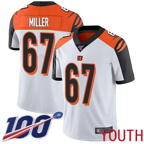 Cincinnati Bengals Limited White Youth John Miller Road Jersey NFL Footballl #67 100th Season Vapor Untouchable